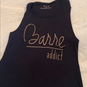 Barre addict tank! Soft and comfy. Black and gold.